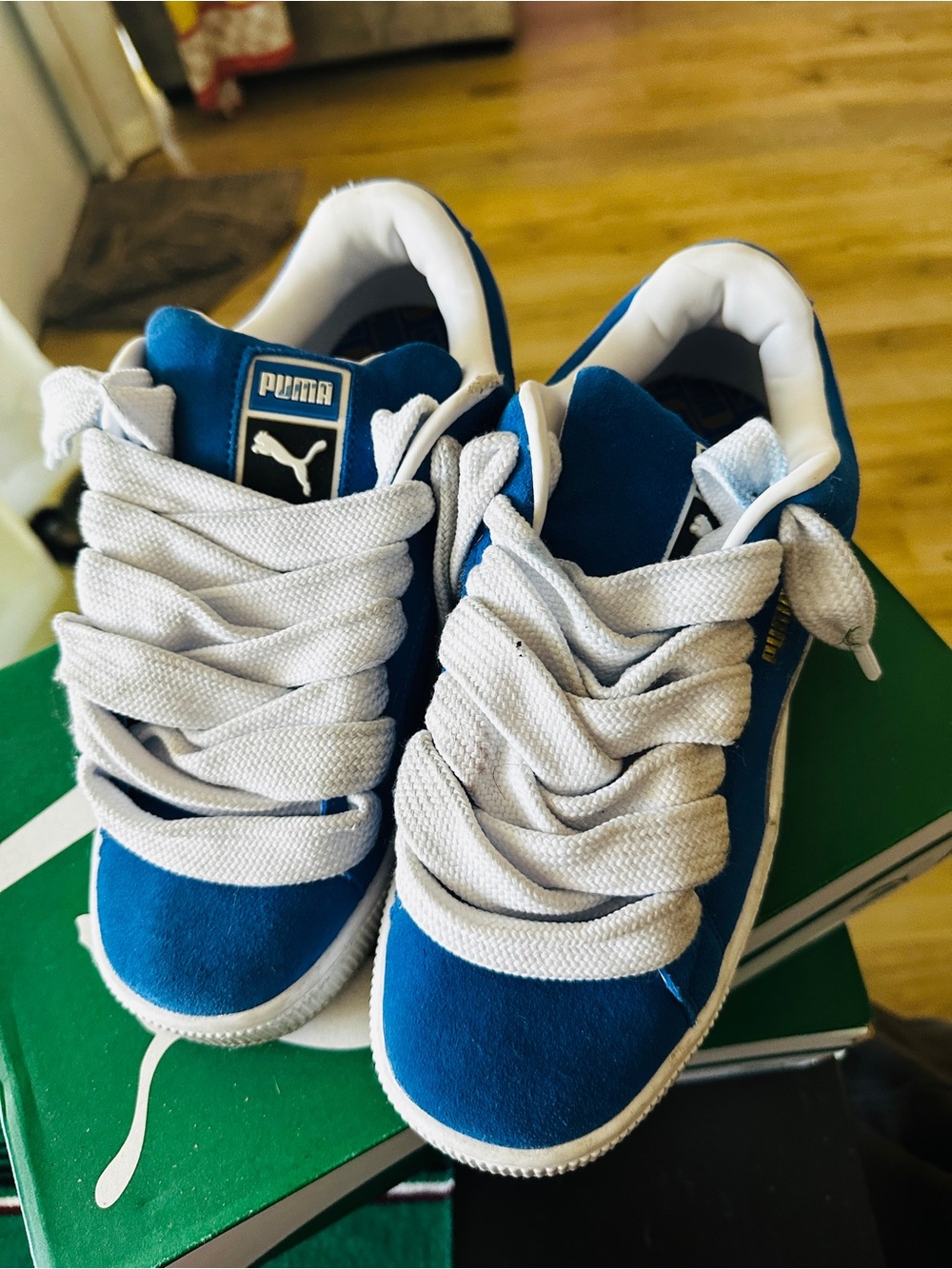 Puma Blue Suede Sneakers with White Formstripe - Picture 3 of 3